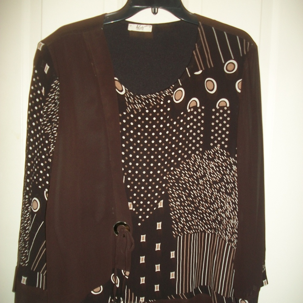Hlm Collection Multi-Pattern Blouse 0x Nwot - image 1